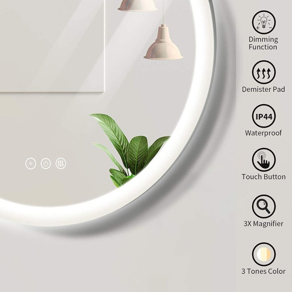 LED Lune Mirror - Frosted Edge